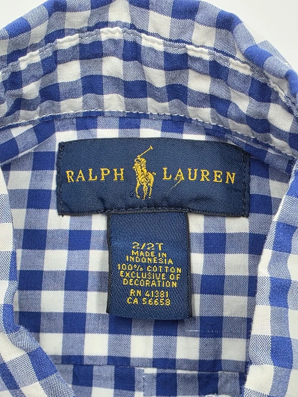 Ralph Lauren boys' short-sleeved gingham button down shirt size 2T